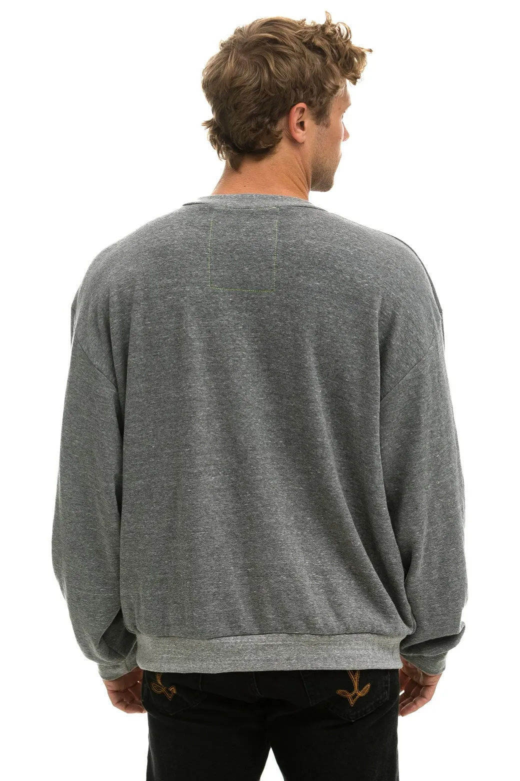 5 STRIPE RELAXED CREW SWEATSHIRT - HEATHER // GREY