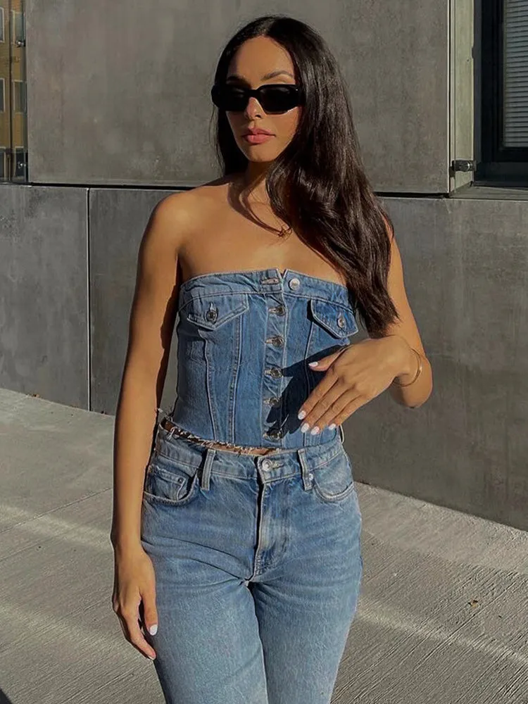 A Blue Denim Top