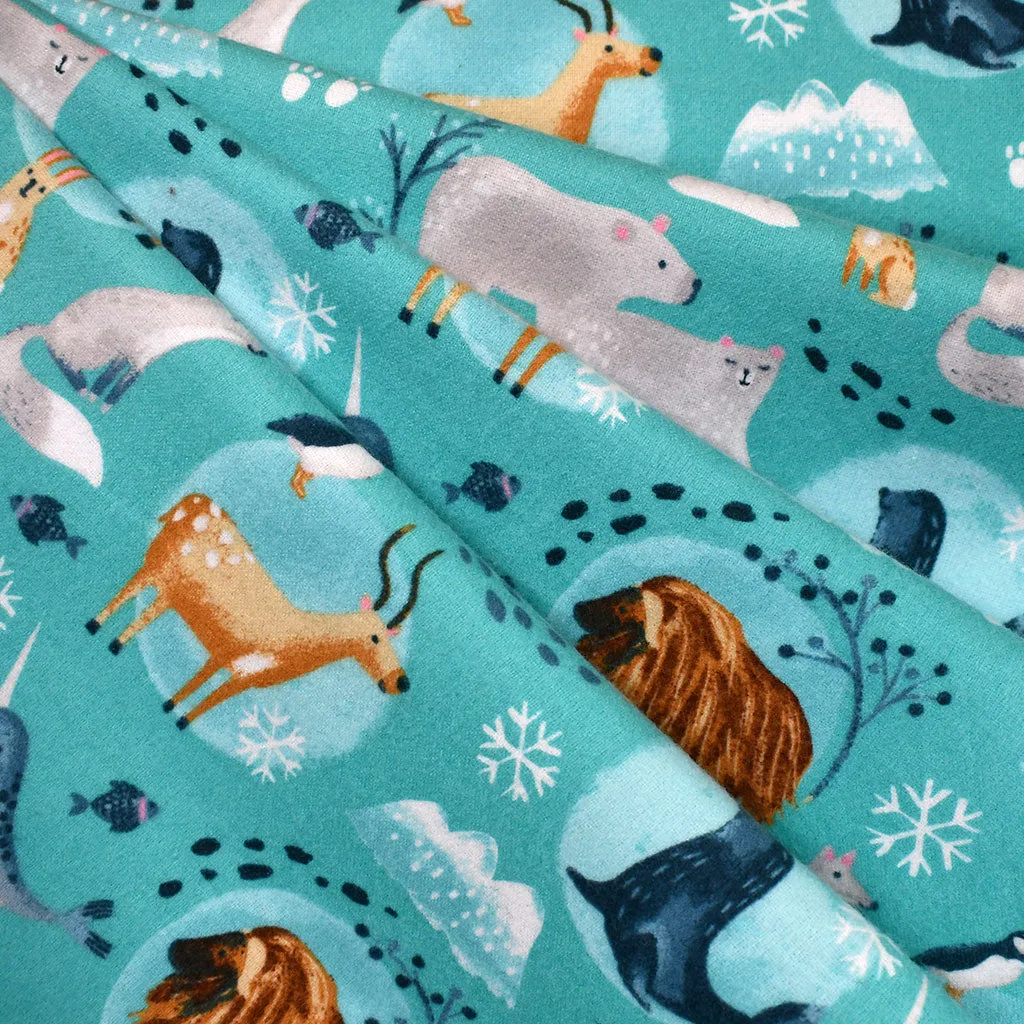 Arctic Friends Cozy Cotton Flannel Aqua