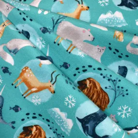 Arctic Friends Cozy Cotton Flannel Aqua