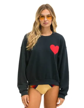 AVIATOR NATION HEART STITCH RELAXED CREW SWEATSHIRT - CHARCOAL