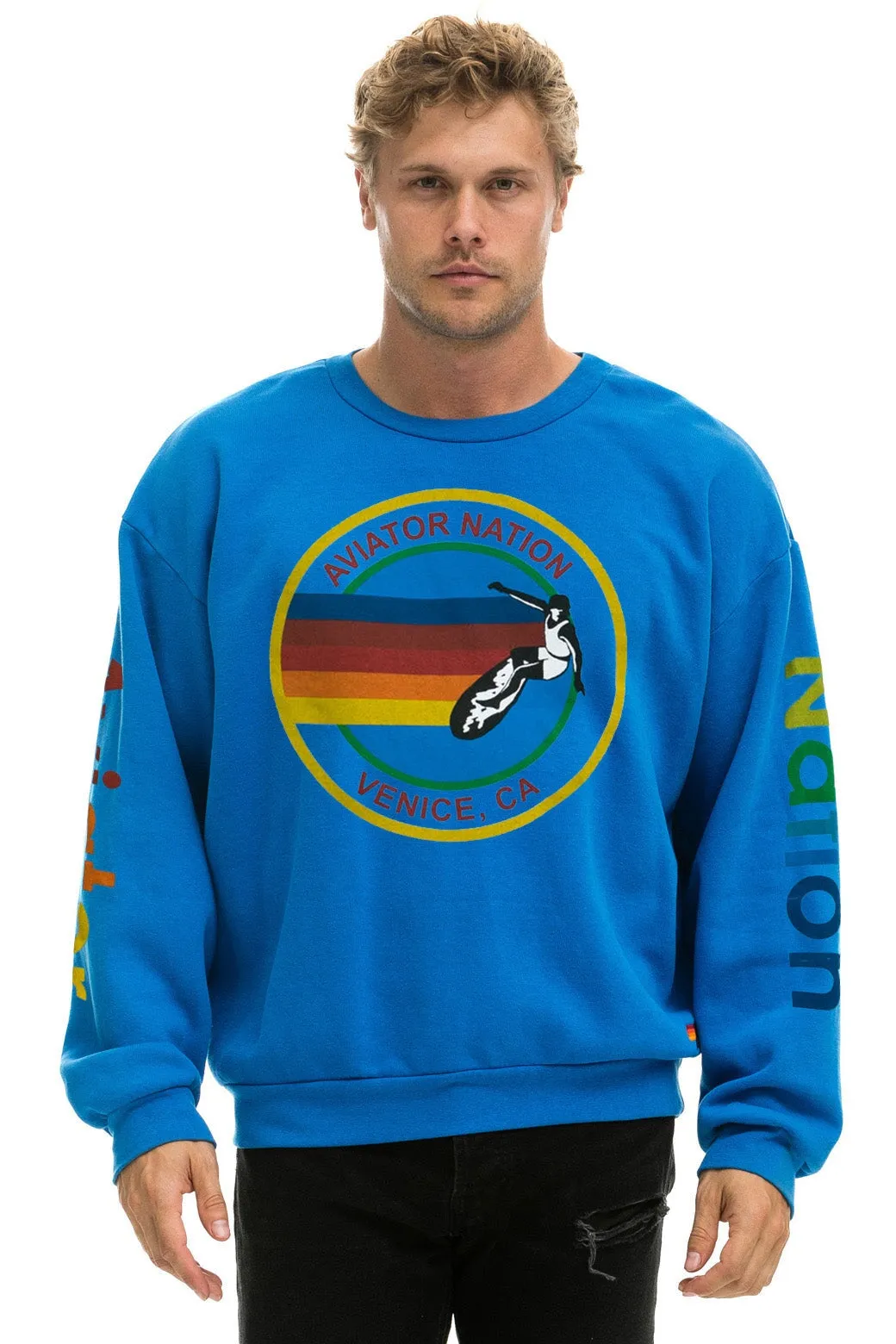 AVIATOR NATION RELAXED CREW SWEATSHIRT - OCEAN