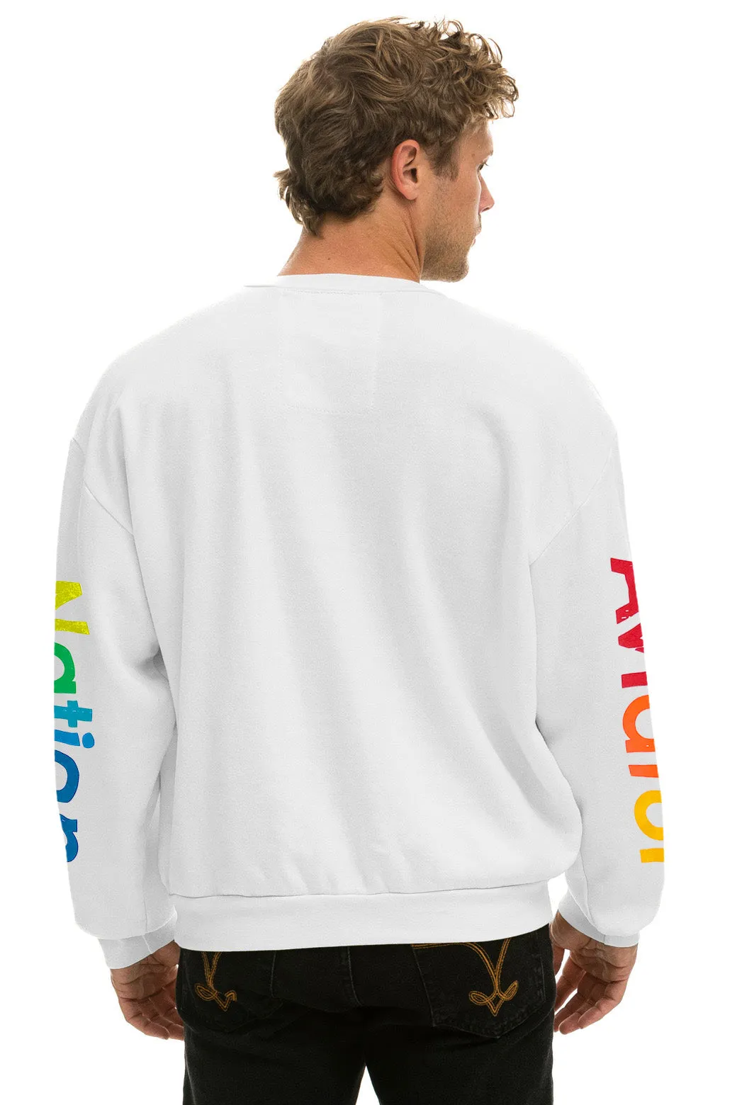 AVIATOR NATION VAIL RELAXED CREW SWEATSHIRT - WHITE