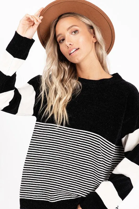 Black Stripe Sweater - T1040