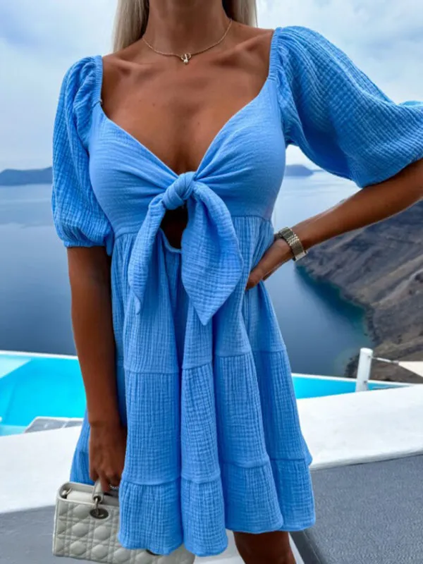 Blue Zone Planet |  able and versatile strappy V-neck short-sleeved dress