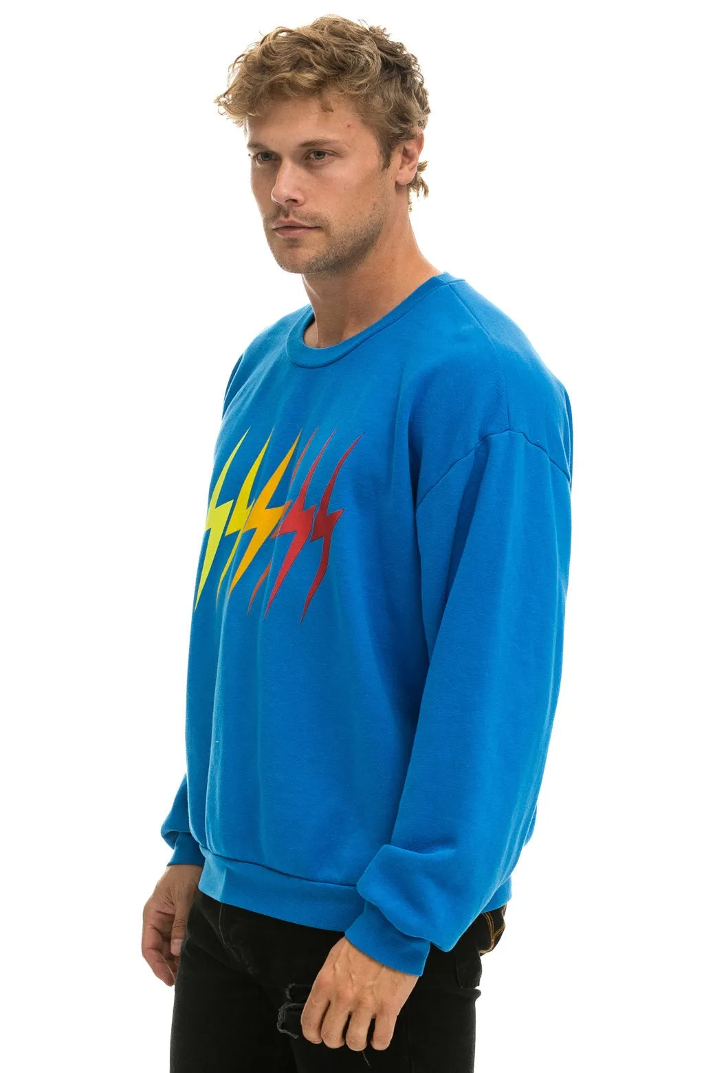 BOLT GRADIENT RELAXED CREW SWEATSHIRT - OCEAN // RAINBOW