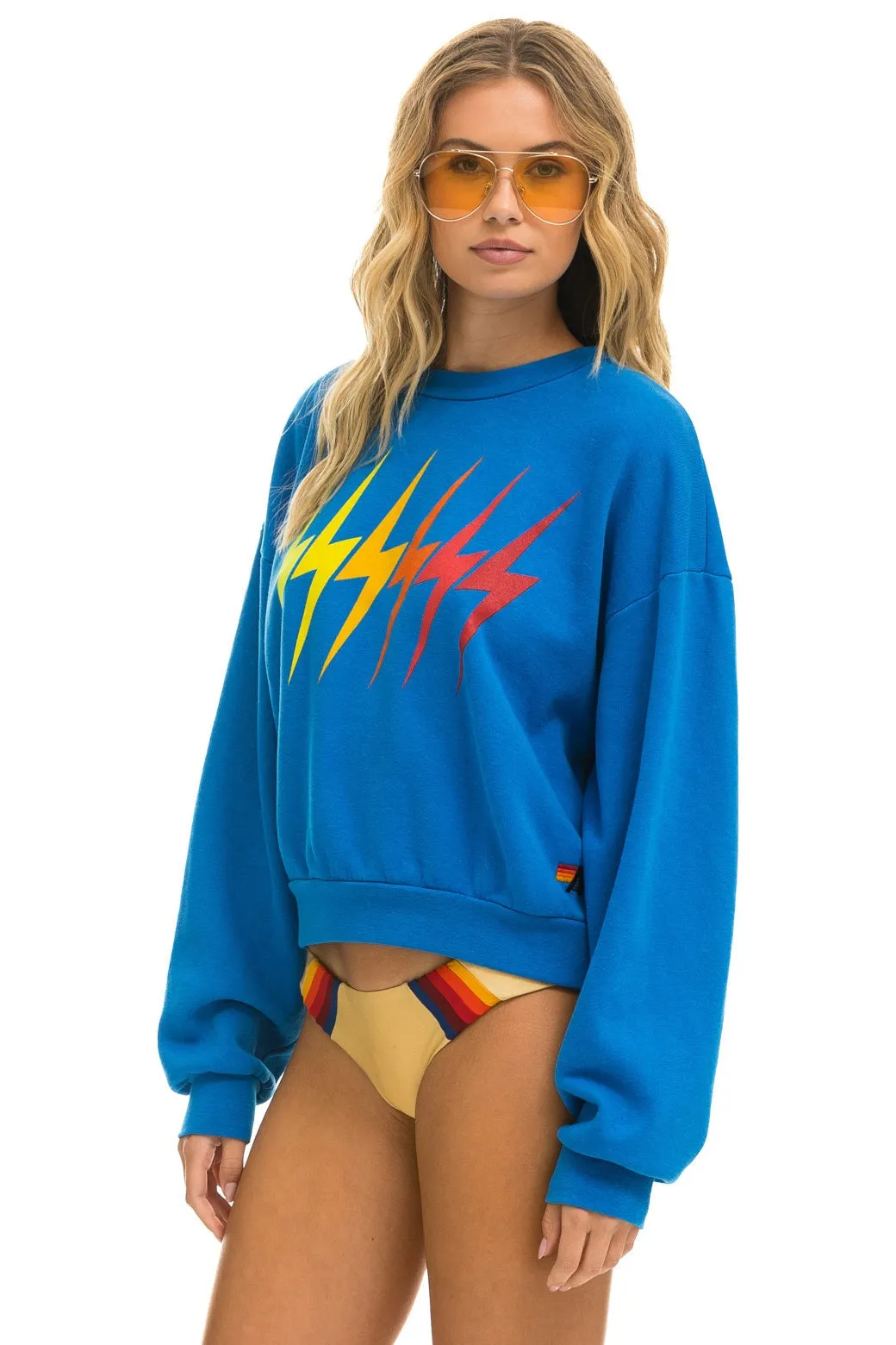 BOLT GRADIENT RELAXED CREW SWEATSHIRT - OCEAN // RAINBOW