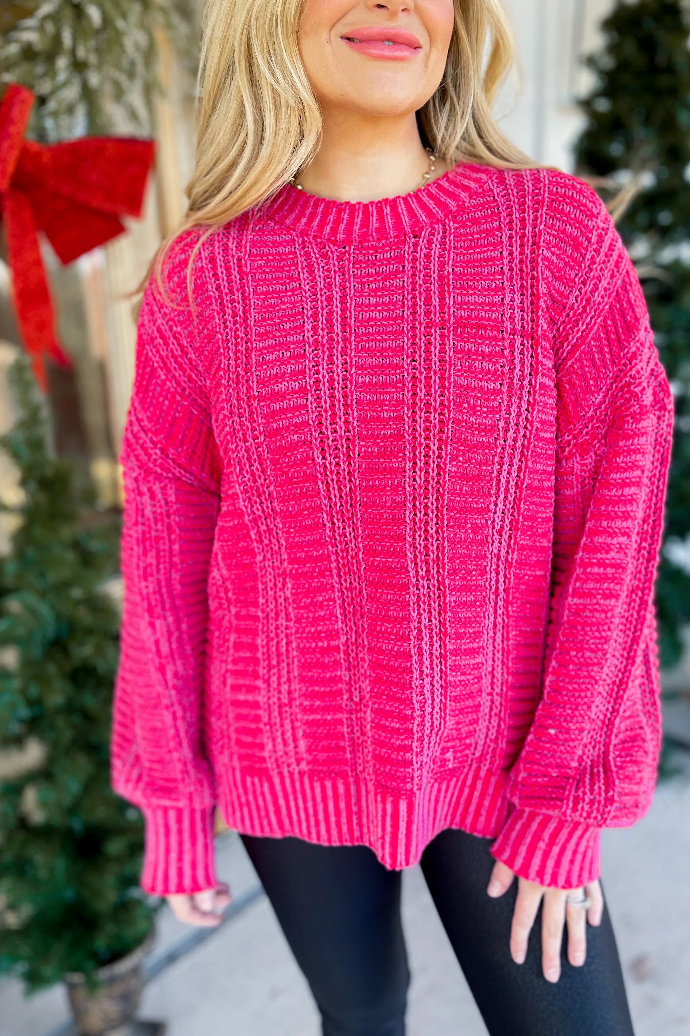 Brock Two Tone Cozy Knit Sweater Top