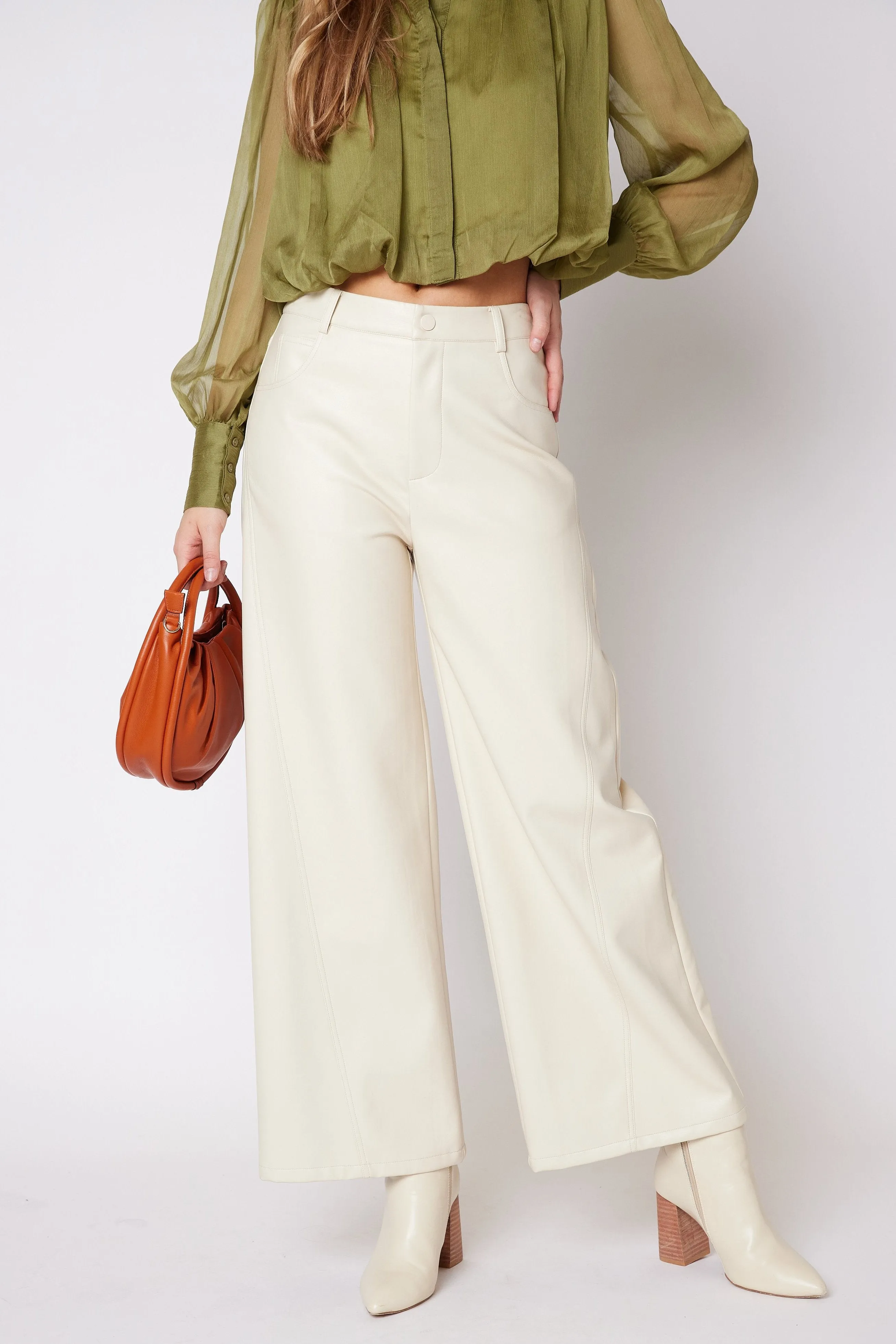 Cade Faux Leather Wide Leg Pants