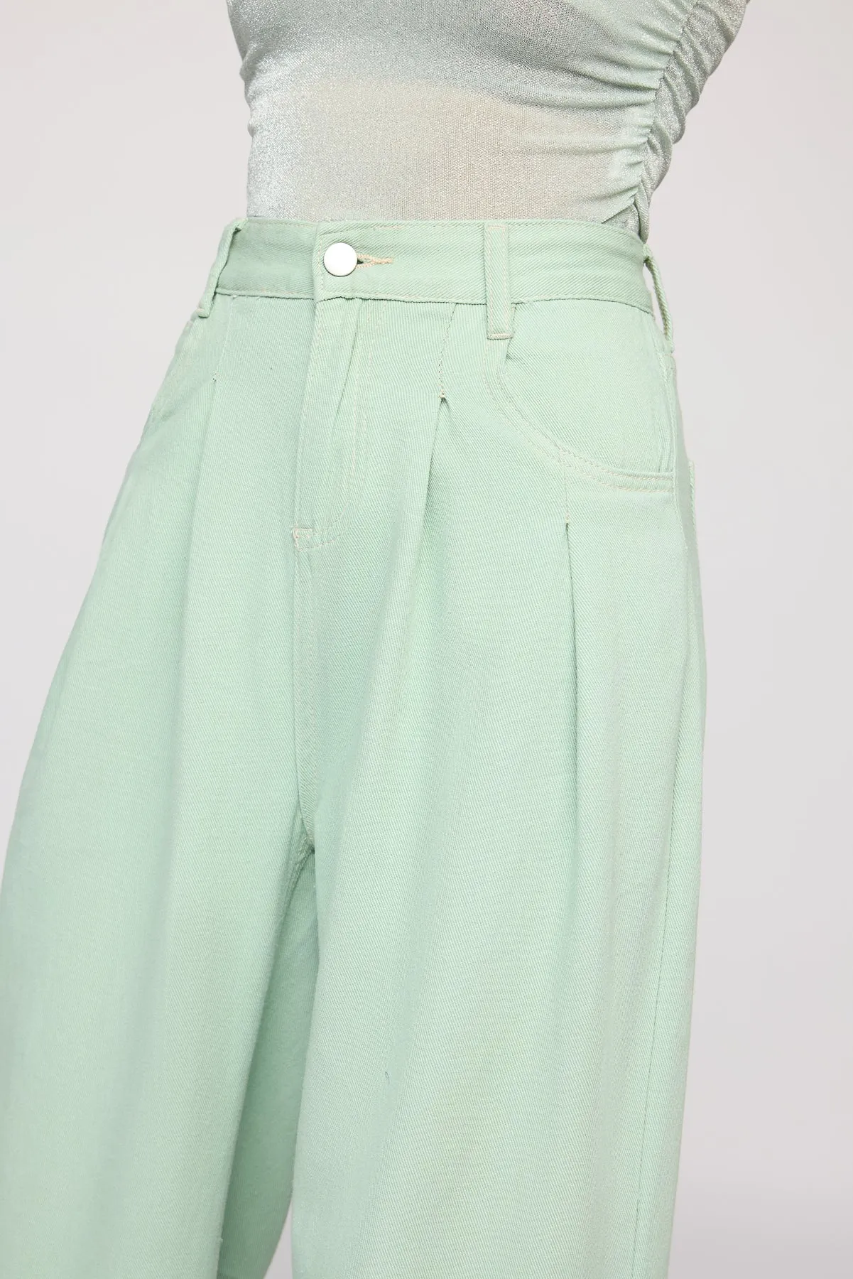 Celadon Green Denim Korean Pants