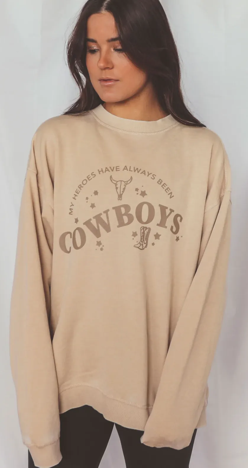 charlie southern: heroes have always been cowboys campus sweatshirt - tan