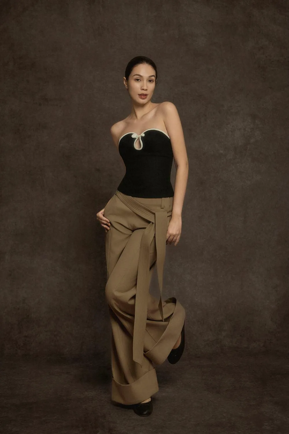 Chieu Straight Wide Leg Khaki Floor Length Pants