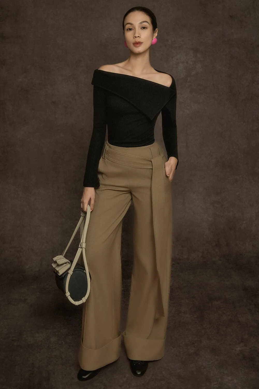 Chieu Straight Wide Leg Khaki Floor Length Pants