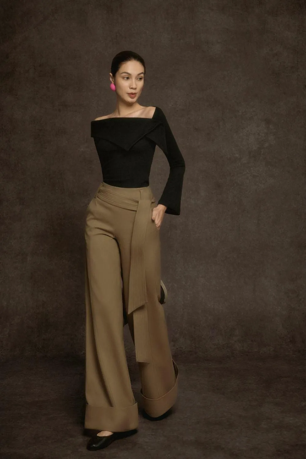 Chieu Straight Wide Leg Khaki Floor Length Pants