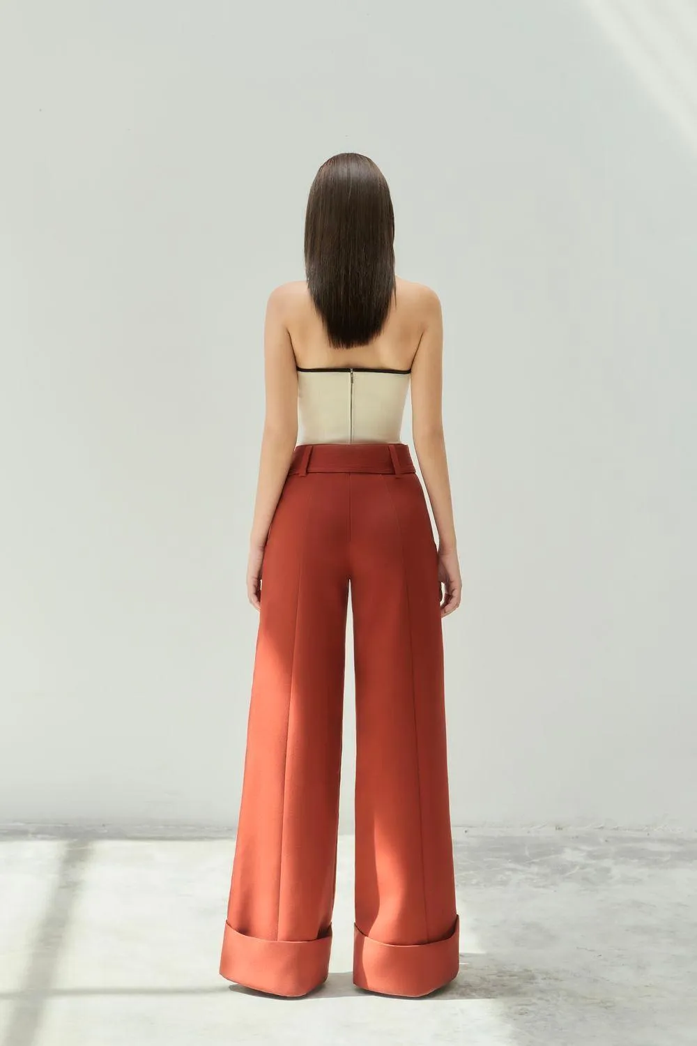 Chieu Straight Wide Leg Khaki Floor Length Pants