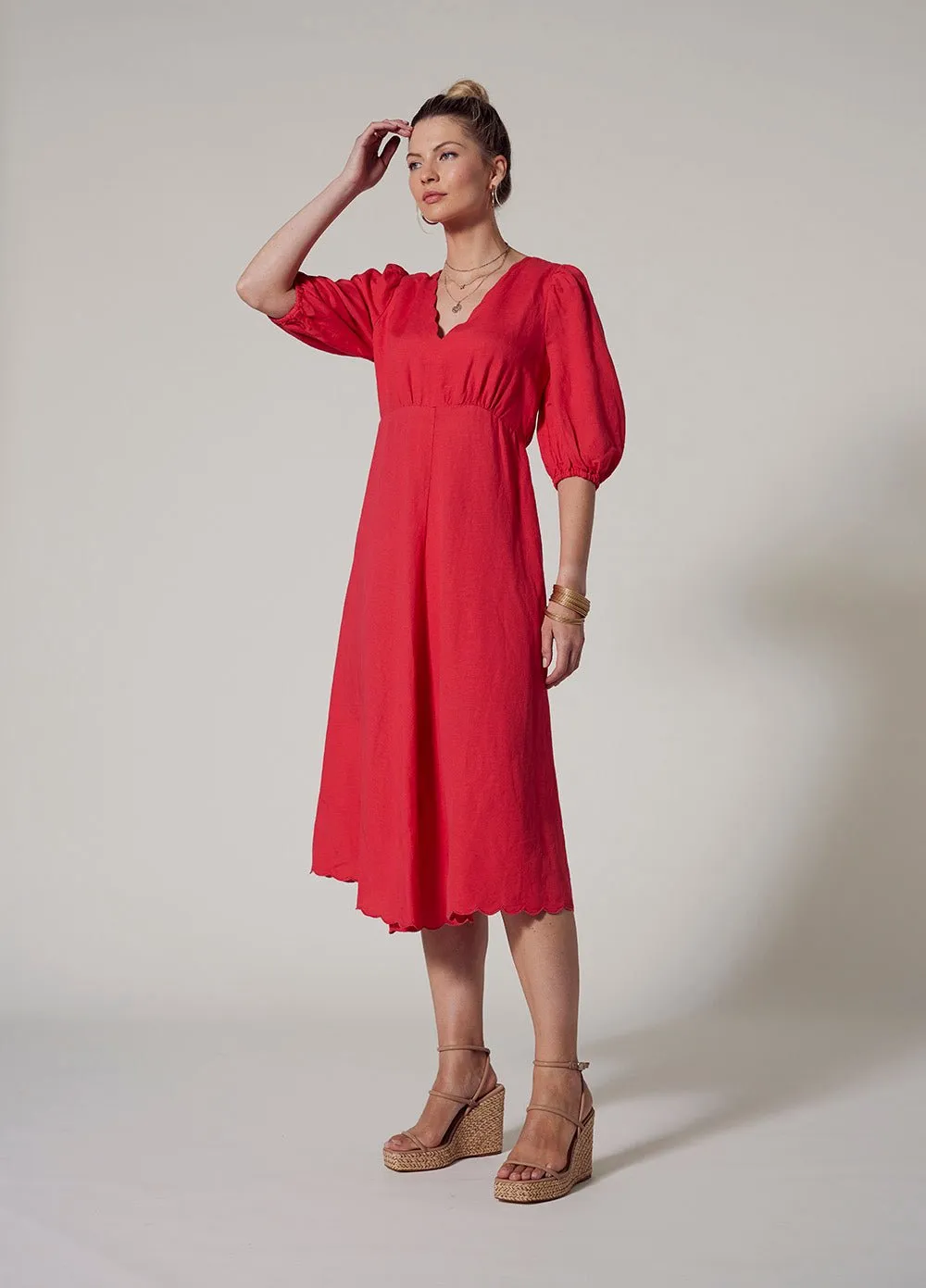 Clio Scalloped Midi Dress