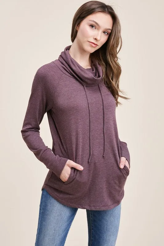 Cowl Neck Raglan Pullover