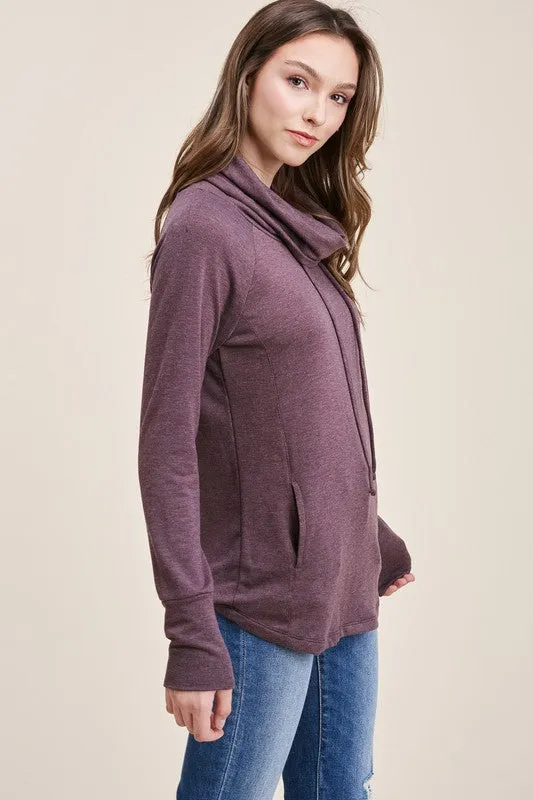 Cowl Neck Raglan Pullover