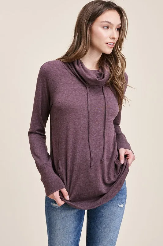 Cowl Neck Raglan Pullover