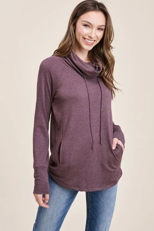 Cowl Neck Raglan Pullover