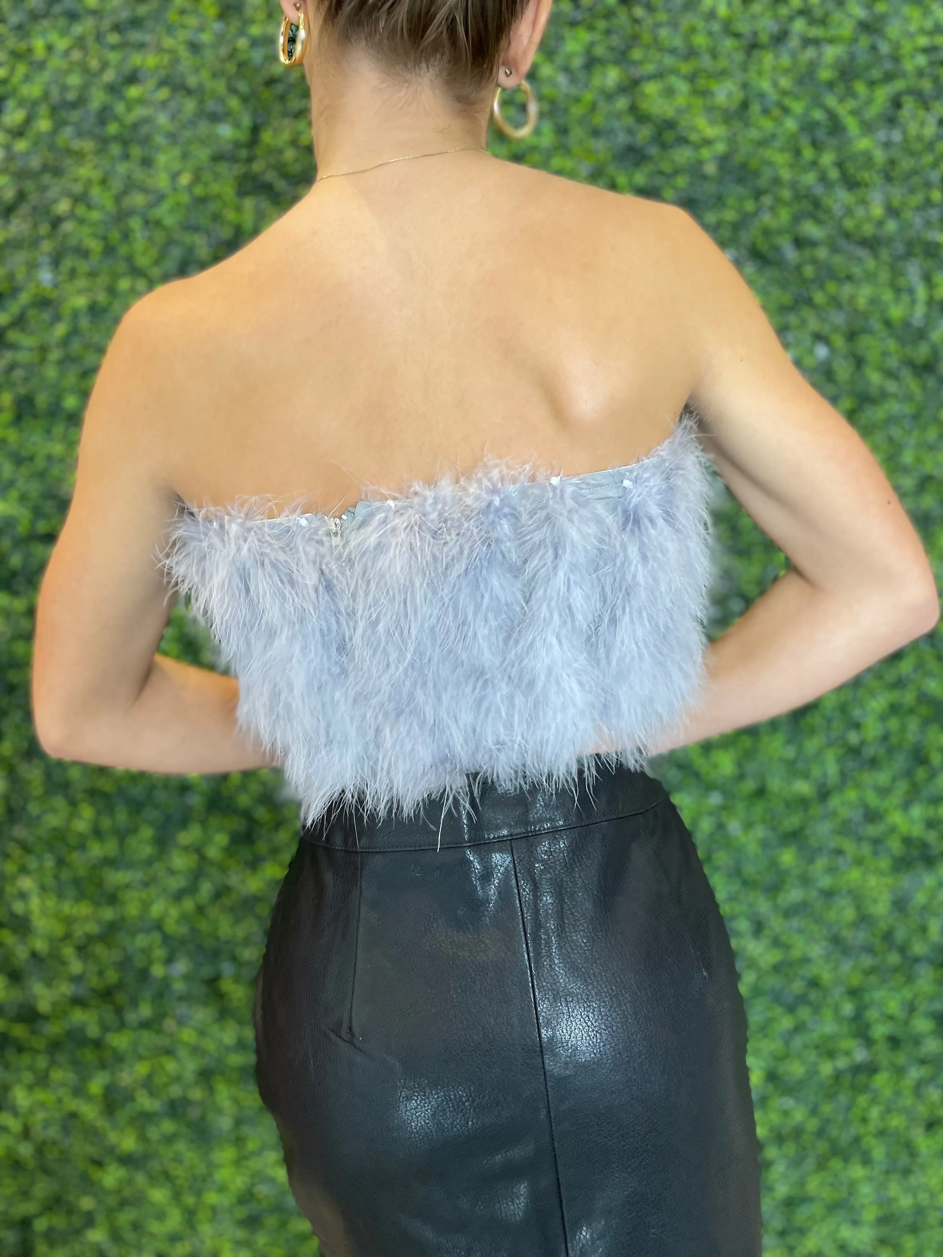 COZY Feather Strapless Tube Top