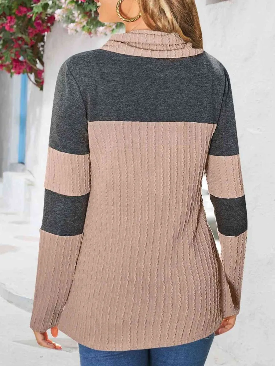 Cozy Mauve Cowl Neck Sweatshirt