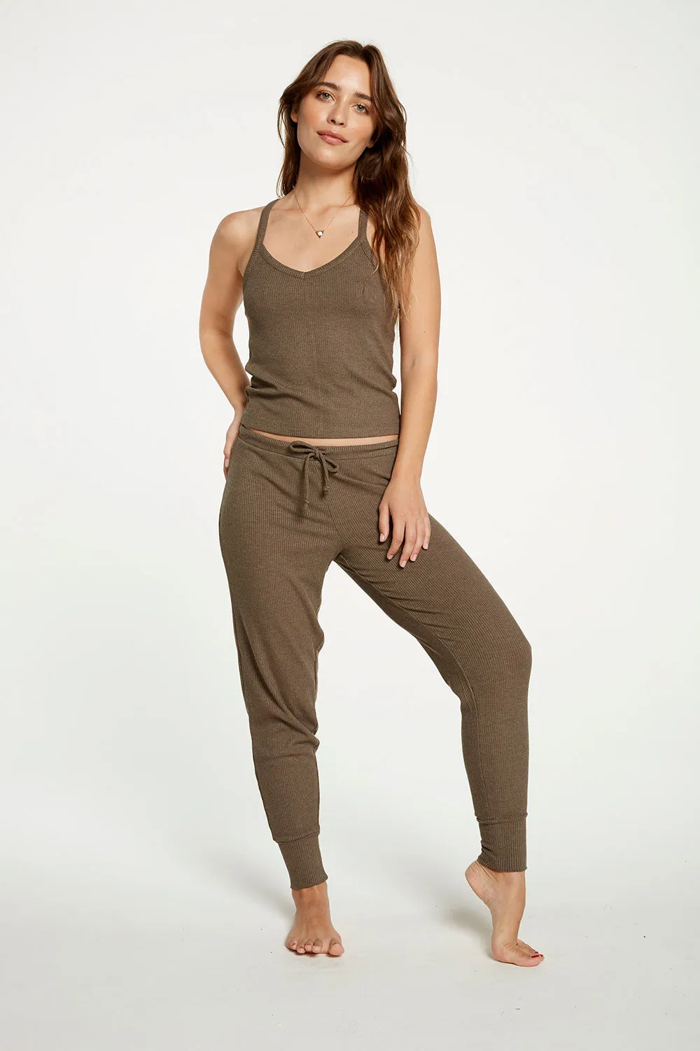 Cozy Rib Cropped Double V Cami