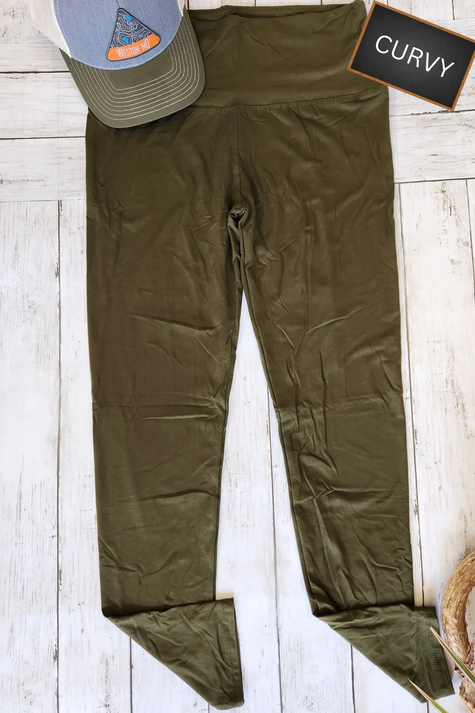 CURVY Solid Olive Yoga Legging