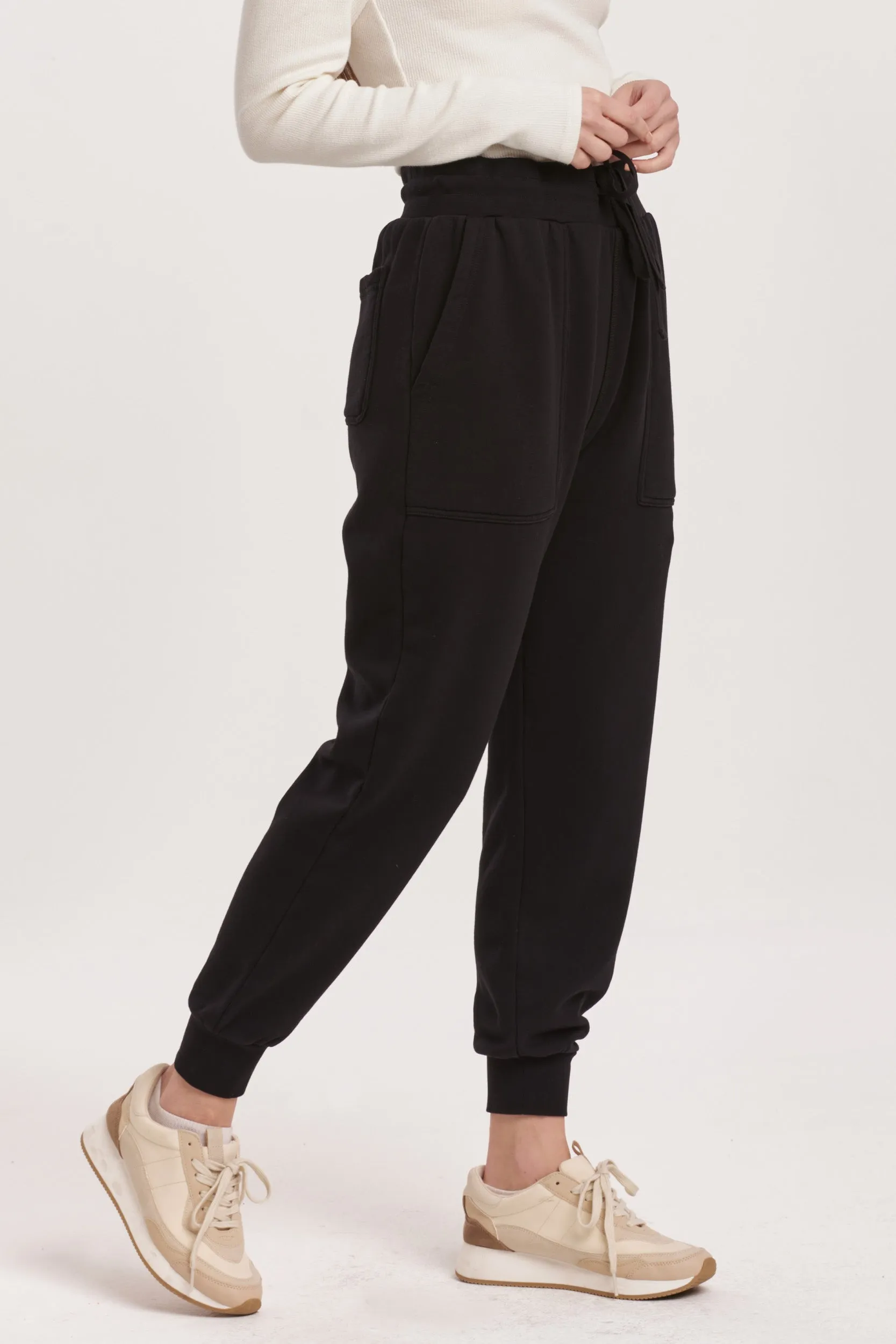 DAHLIA HIGH RISE ANKLE JOGGER PANTS BLACK