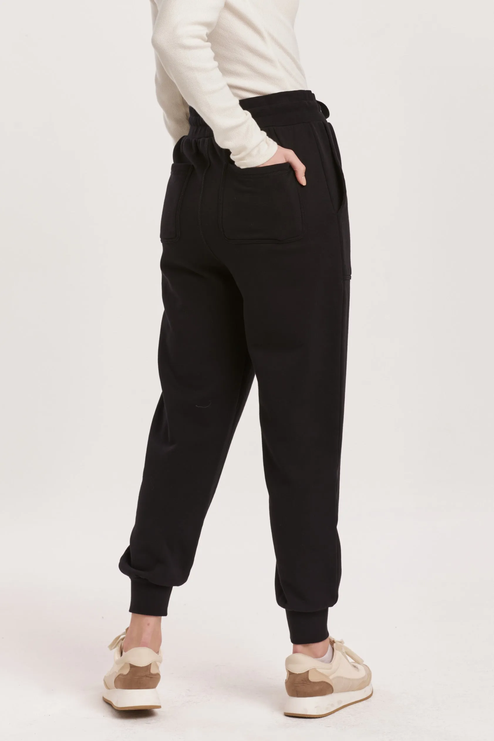 DAHLIA HIGH RISE ANKLE JOGGER PANTS BLACK