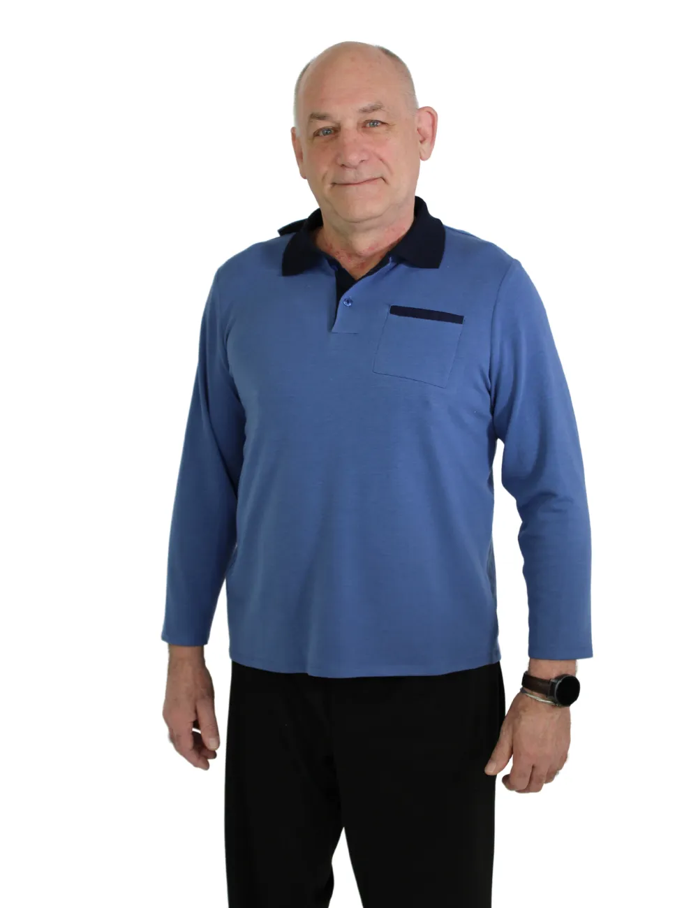 Dale Adaptive Long Sleeve Polo - Royal Blue