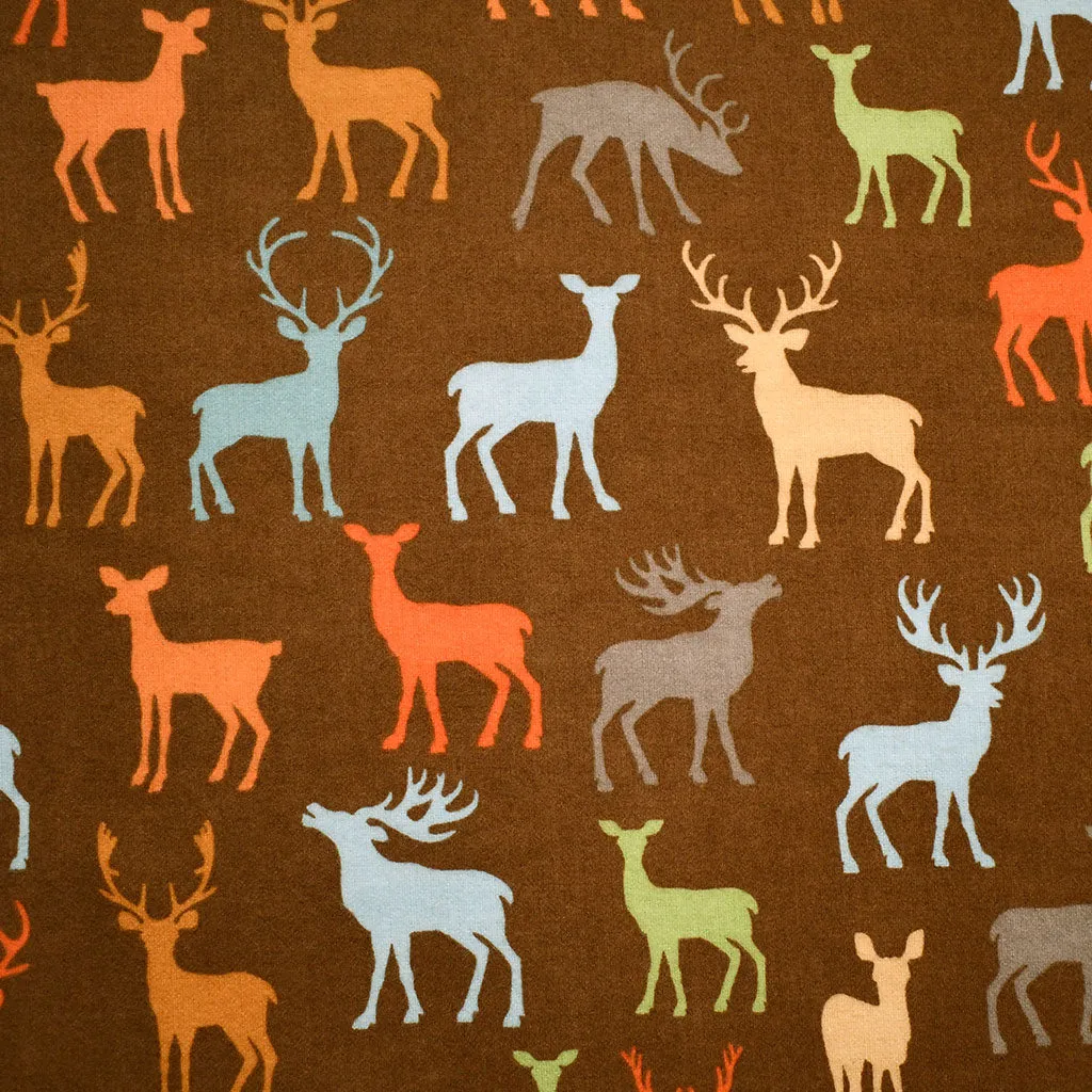 Deer Silhouette Cozy Cotton Flannel Chocolate