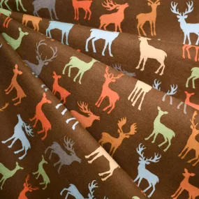 Deer Silhouette Cozy Cotton Flannel Chocolate