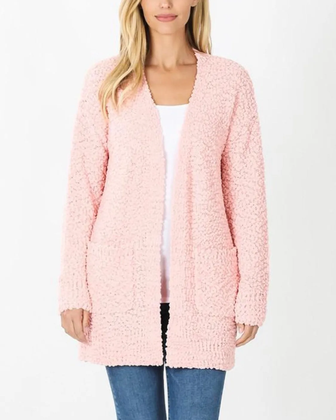 Dusty Pink Popcorn Cardigan