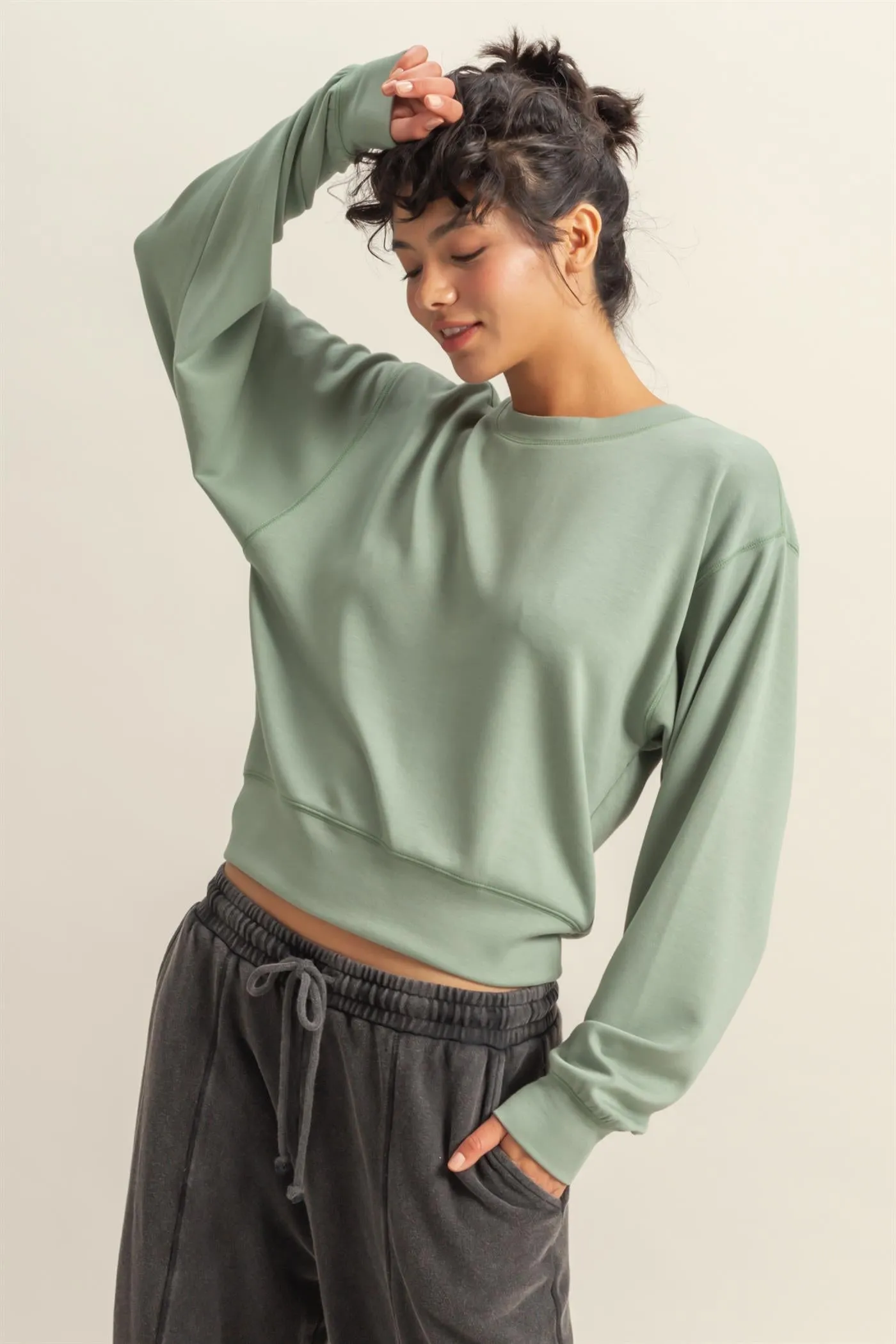 DZ25C726-Relaxed Long Sleeve Sweatshirt