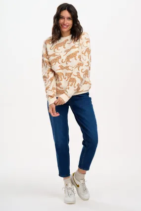 Eadie Relaxed Sweatshirt Cream With Leopard