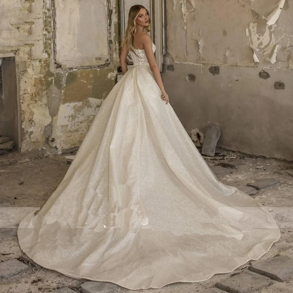 Elegant One-Shoulder Mermaid Wedding Dress with Detachable Train | 2-in-1 Versatile Bridal Gown | Luxury Organza and Tulle