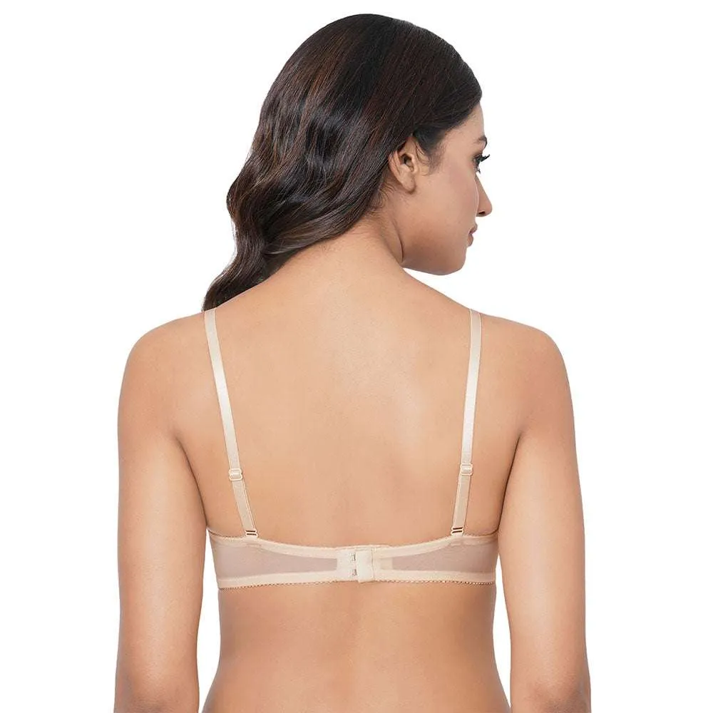 Evy Lace Padded Wired 3/4th Coverage Lacy Bralette Bra - Beige