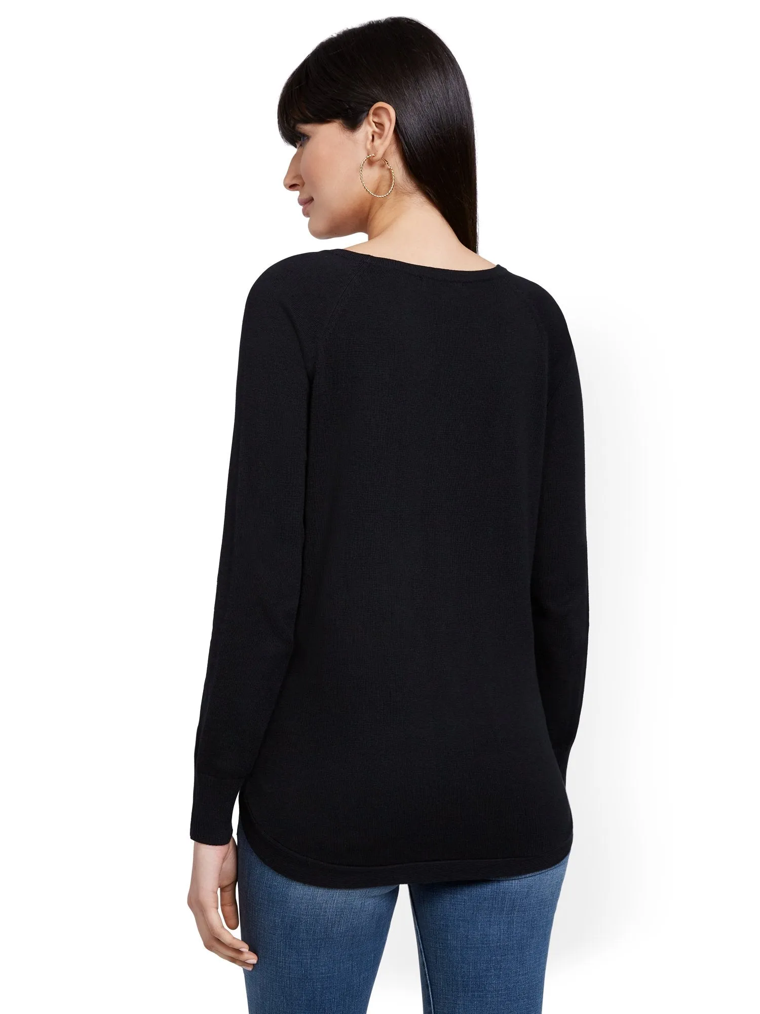 Exposed Zipper Long-Sleeve Sweater