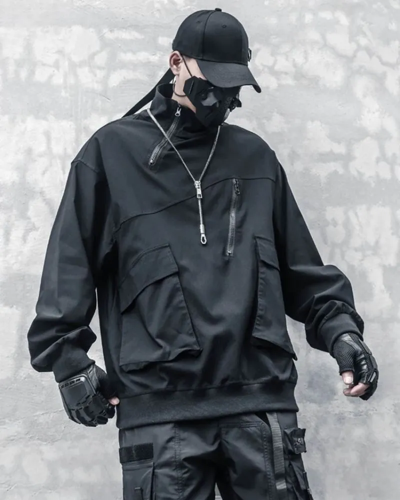 Functional Zip Stand Collar Jacket