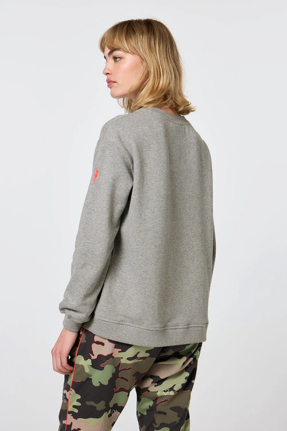 Grey Marl Smiley Face Oversized Sweatshirt