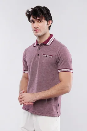 Herringbone Polo Shirt - Maroon