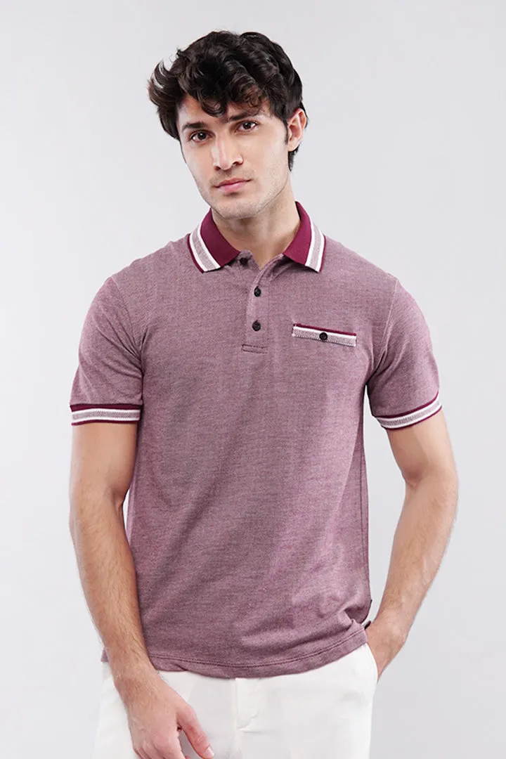 Herringbone Polo Shirt - Maroon