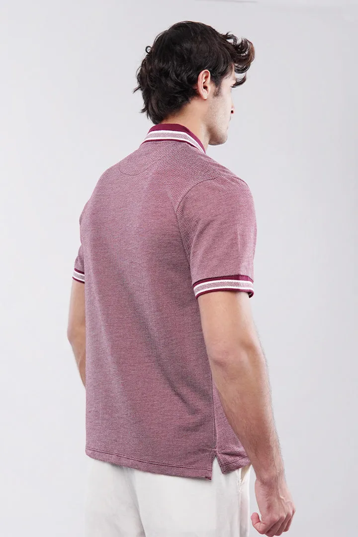 Herringbone Polo Shirt - Maroon