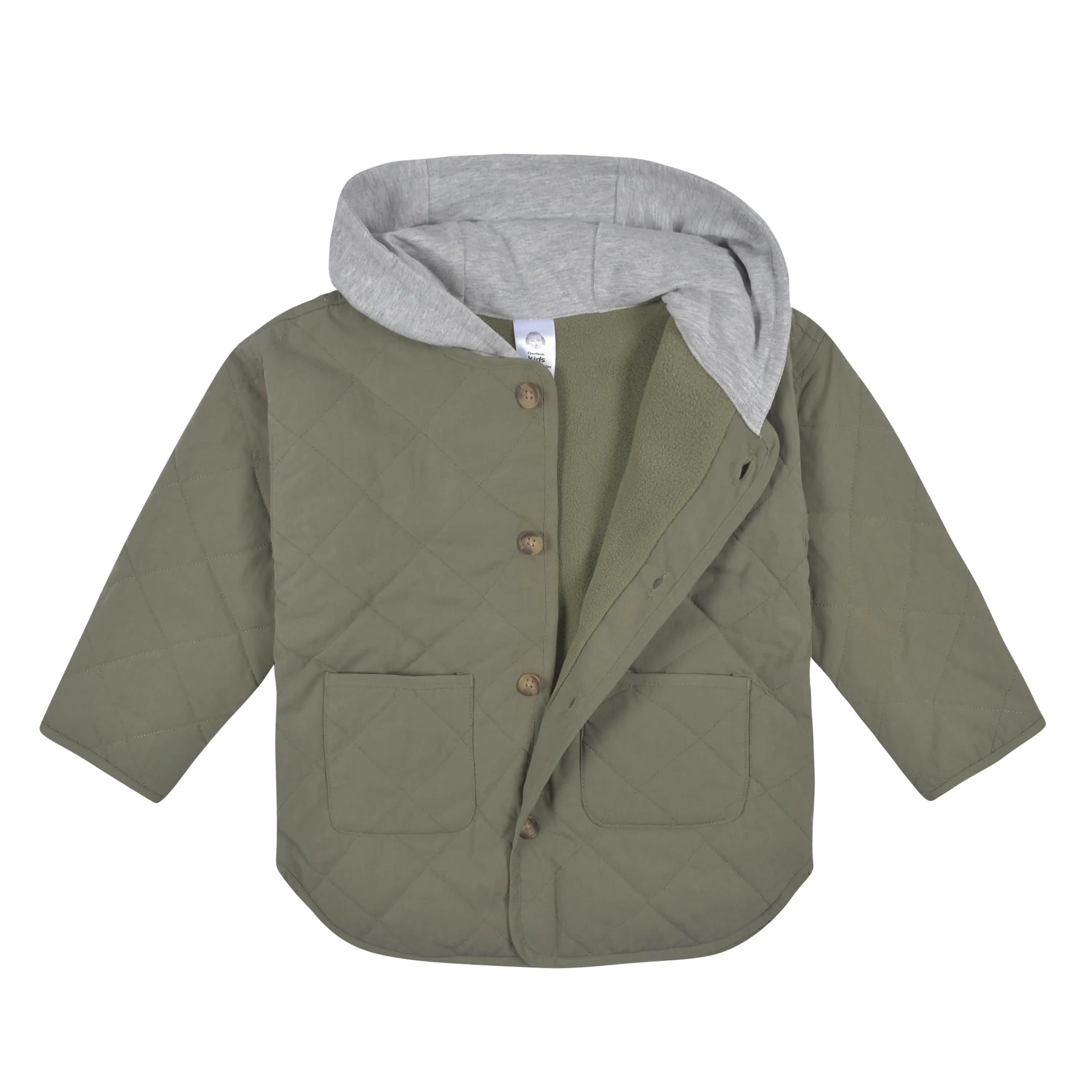 Infant & Toddler Boys Sage Green Quilted Hooded Jacket