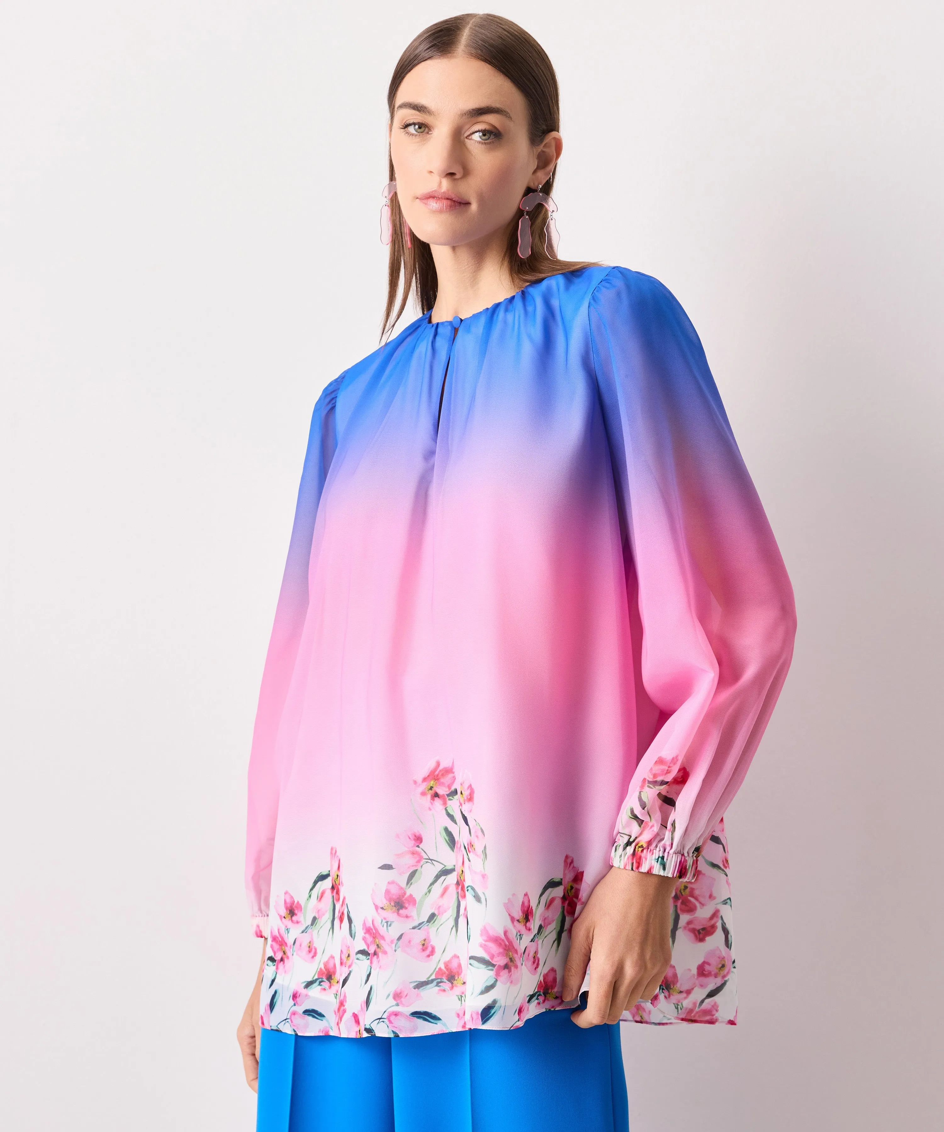 Ipekyol Comfortable Floral Pattern Blouse Pink