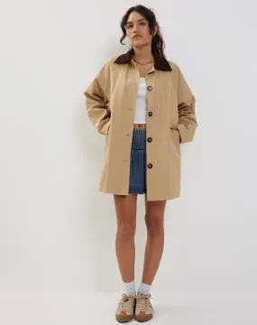 Izora Short Trench Coat in Tan