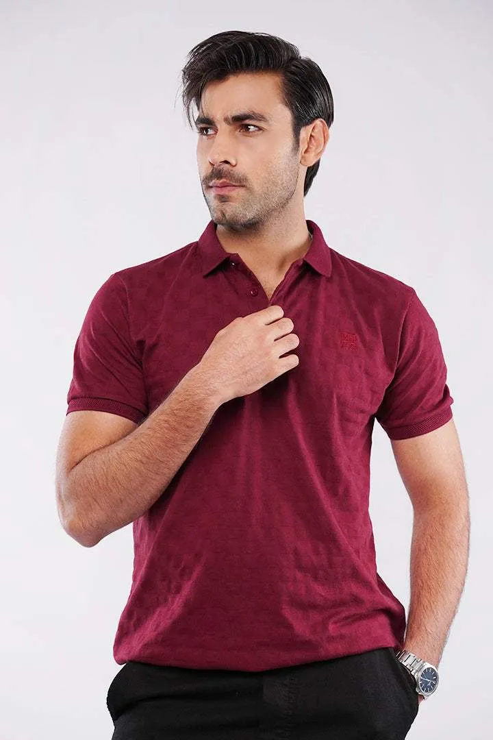 Jacquard Polo Shirt - Maroon