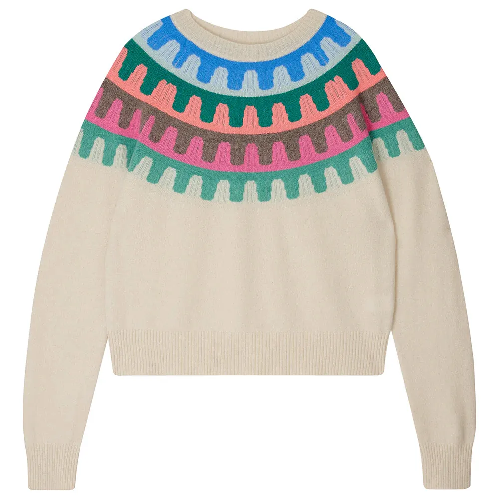 Ju054 Cream Rick Rack Sweater