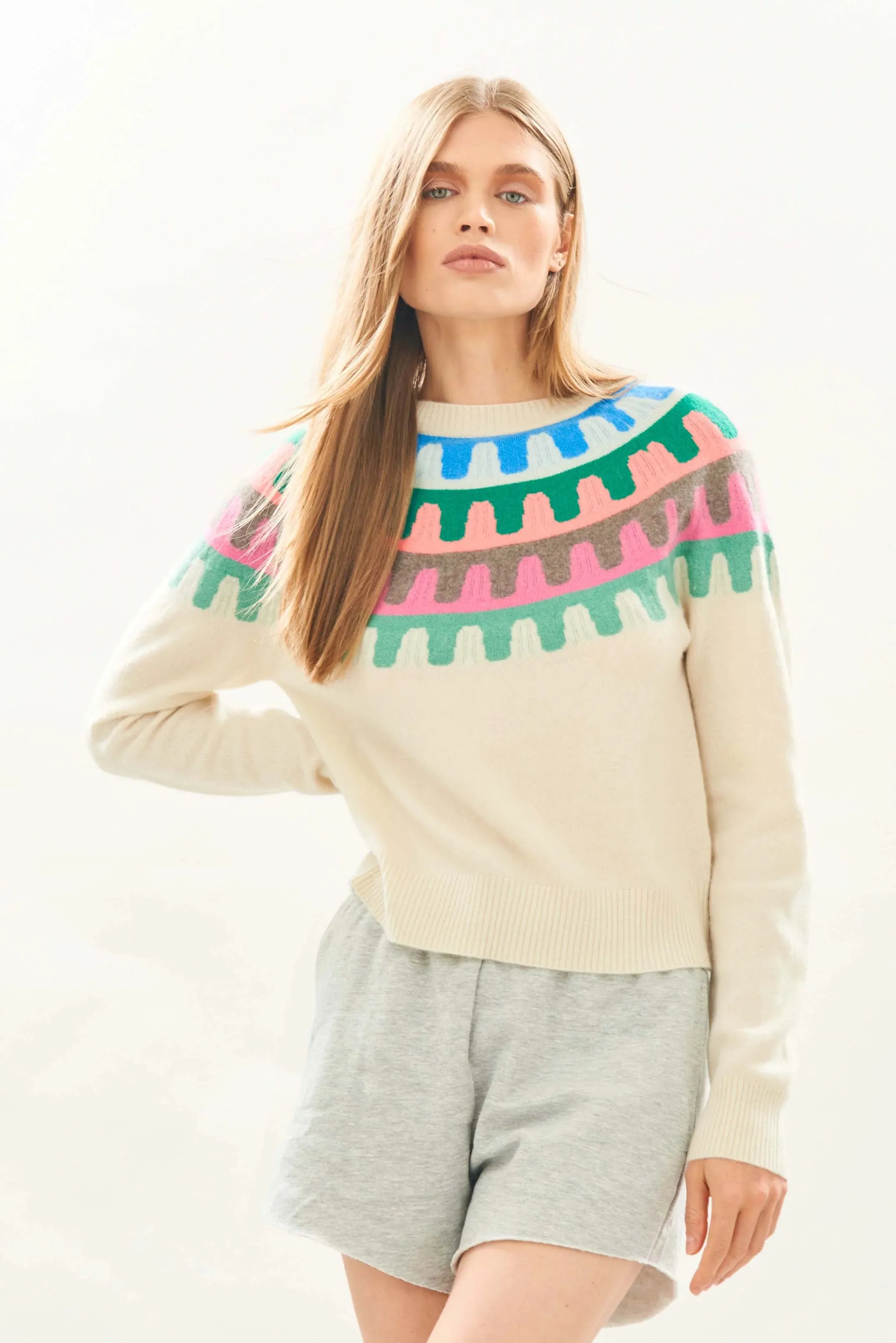 Ju054 Cream Rick Rack Sweater